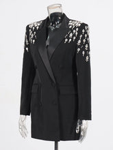 Luxe Crystal-Embellished Double-Breasted Blazer